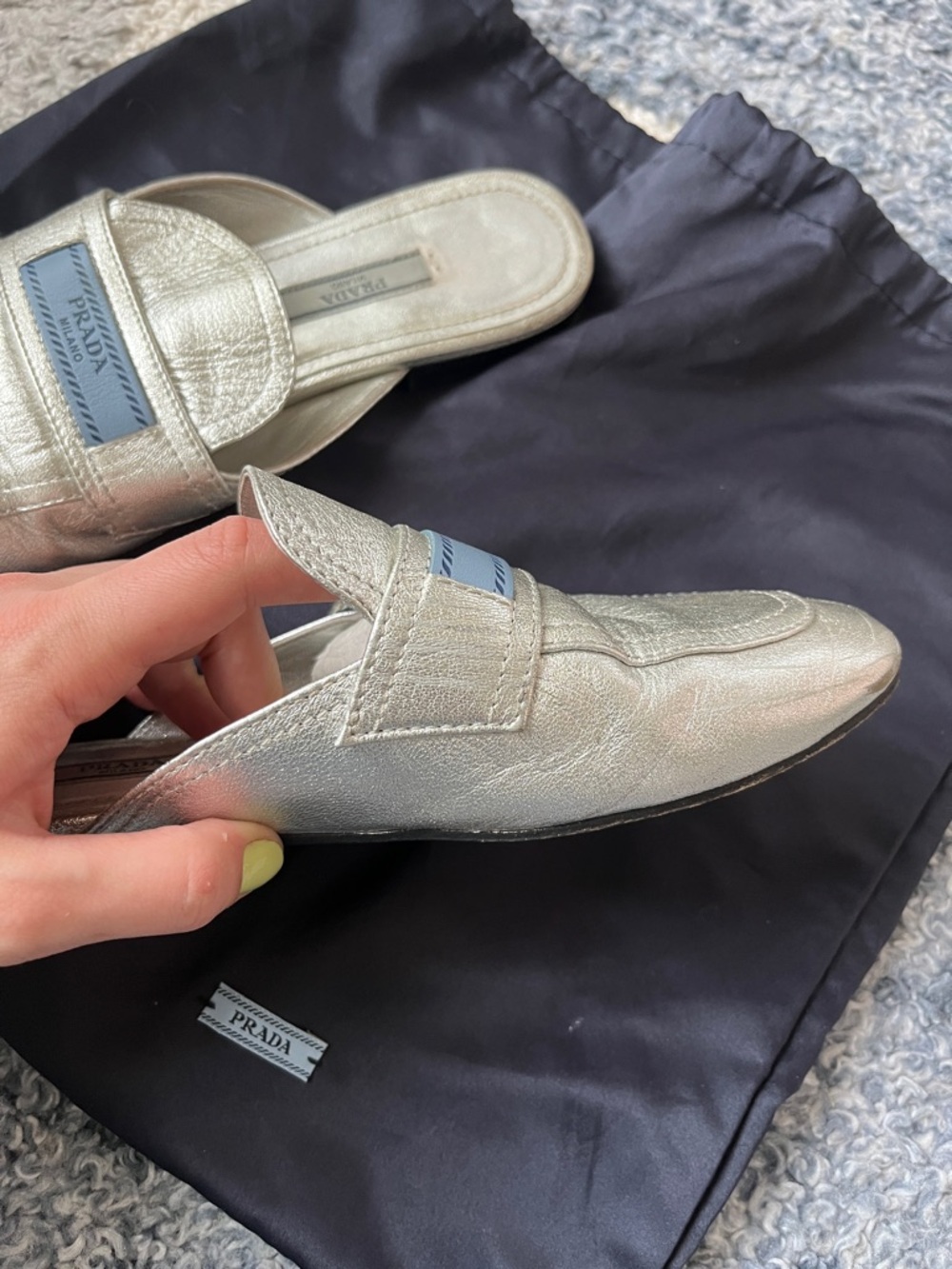 Prada Metallic Leather Mules - Picture 2 of 9
